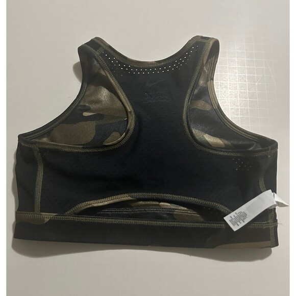 Nike Women's Dri-Fit Sports Bra High-Neck Green Camo Swoosh Logo XS - Picture 4 of 10